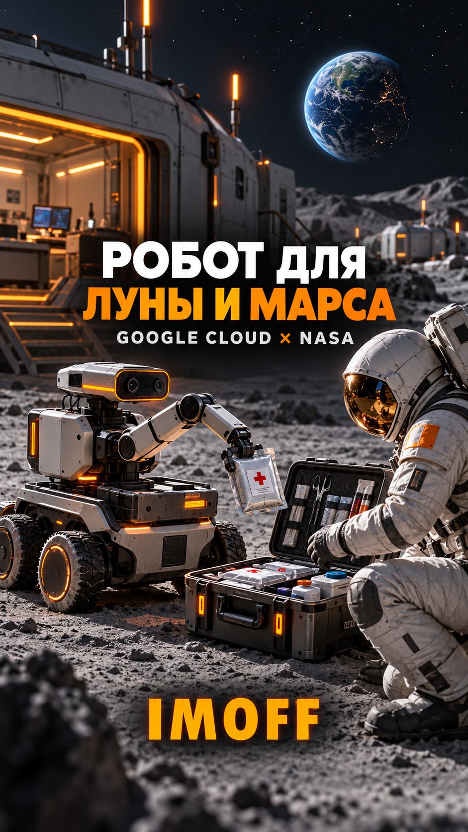 Концептуальный робот готовит медицинские инструменты для астронавта на Луне